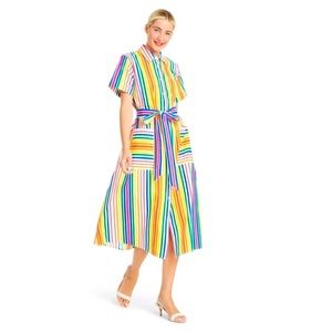 Christopher John Rogers x Target Striped Short Sleeve Shirt Dress Rainbow Size 6
